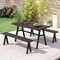 Set of 2 - 3-Person Outdoor Bench with 800 LBS Bearing Capacity